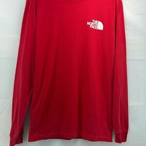 The North Face Men's Bold Red Long Sleeve black logo on back active Tee